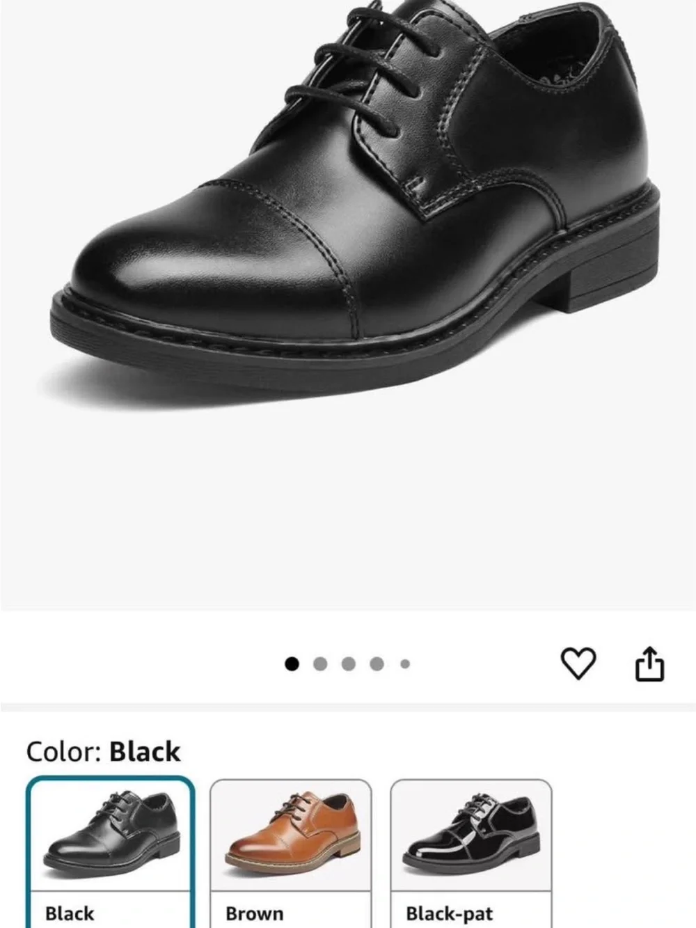 Little boys size 10 Black Lace-Up Dress Shoes - Classic Cap Toe